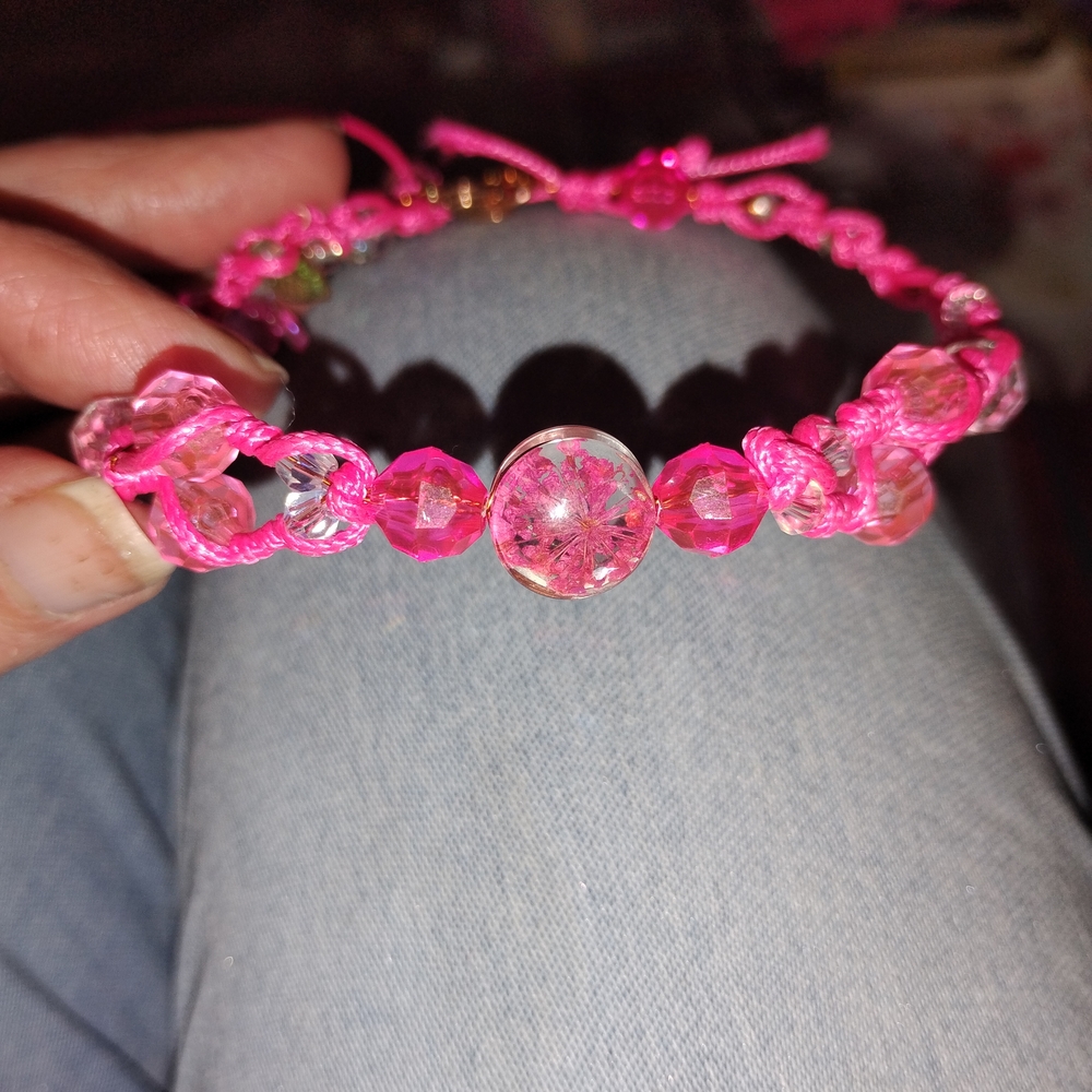 Pink Beaded Macrame Ankle Bracelet - Women's Jewelry